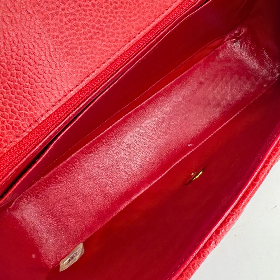 CS071 - CHANEL Vintage Red Caviar Leather 25cm Diana Flap Bag