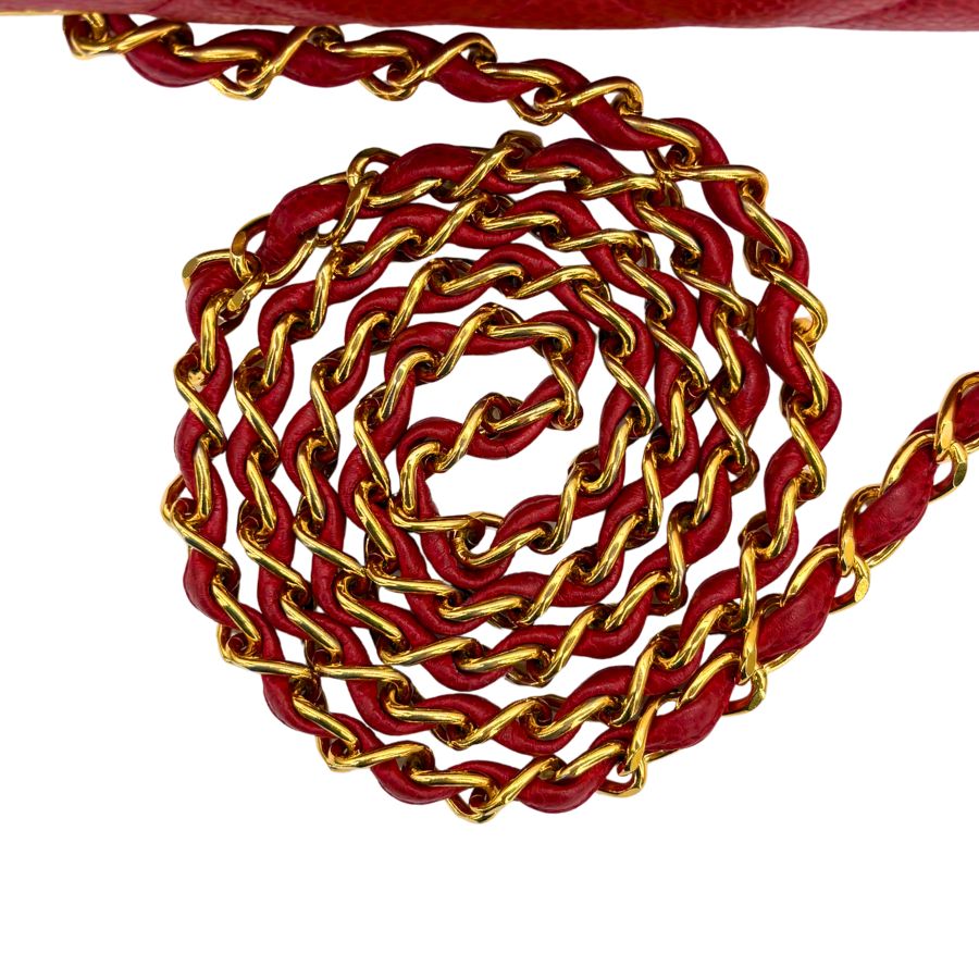 CS071 - CHANEL Vintage Red Caviar Leather 25cm Diana Flap Bag