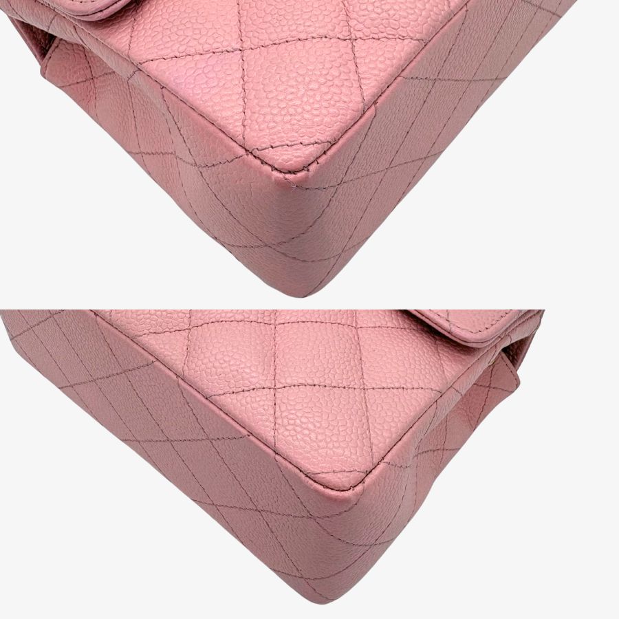 CS072 - CHANEL Vintage Pink Caviar Leather 17cm Mini Square Flap Bag