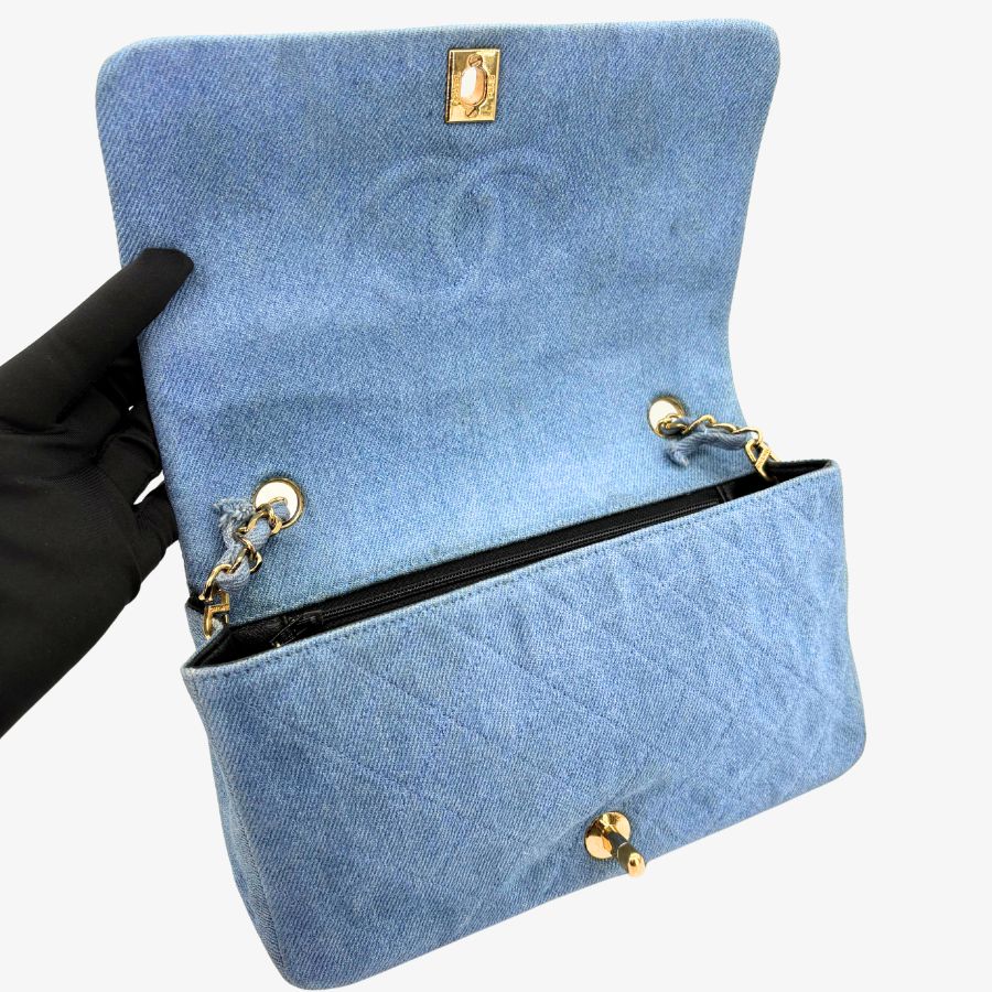 CS073 - CHANEL Vintage Blue Denim Full Flap Bag