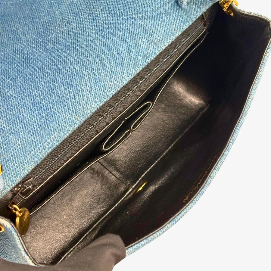 CS073 - CHANEL Vintage Blue Denim Full Flap Bag