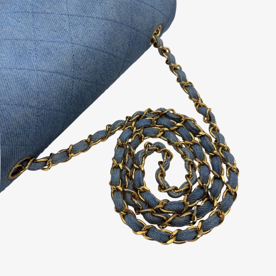 CS073 - CHANEL Vintage Blue Denim Full Flap Bag