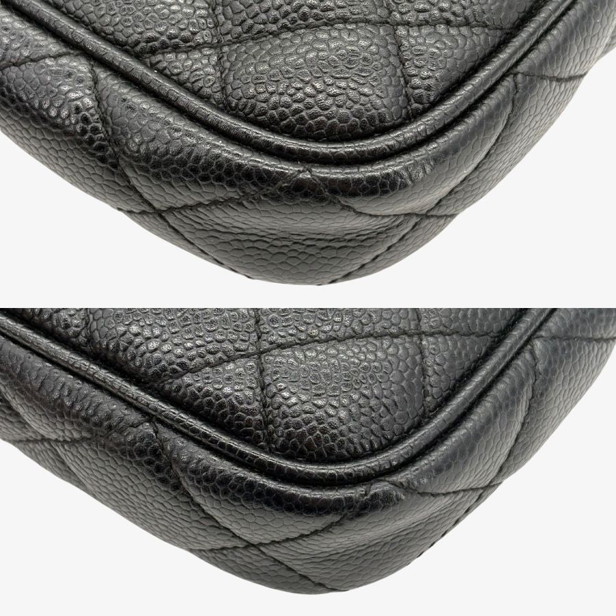 JZ933 - CHANEL Vintage Black Caviar Leather Quilted Handbag