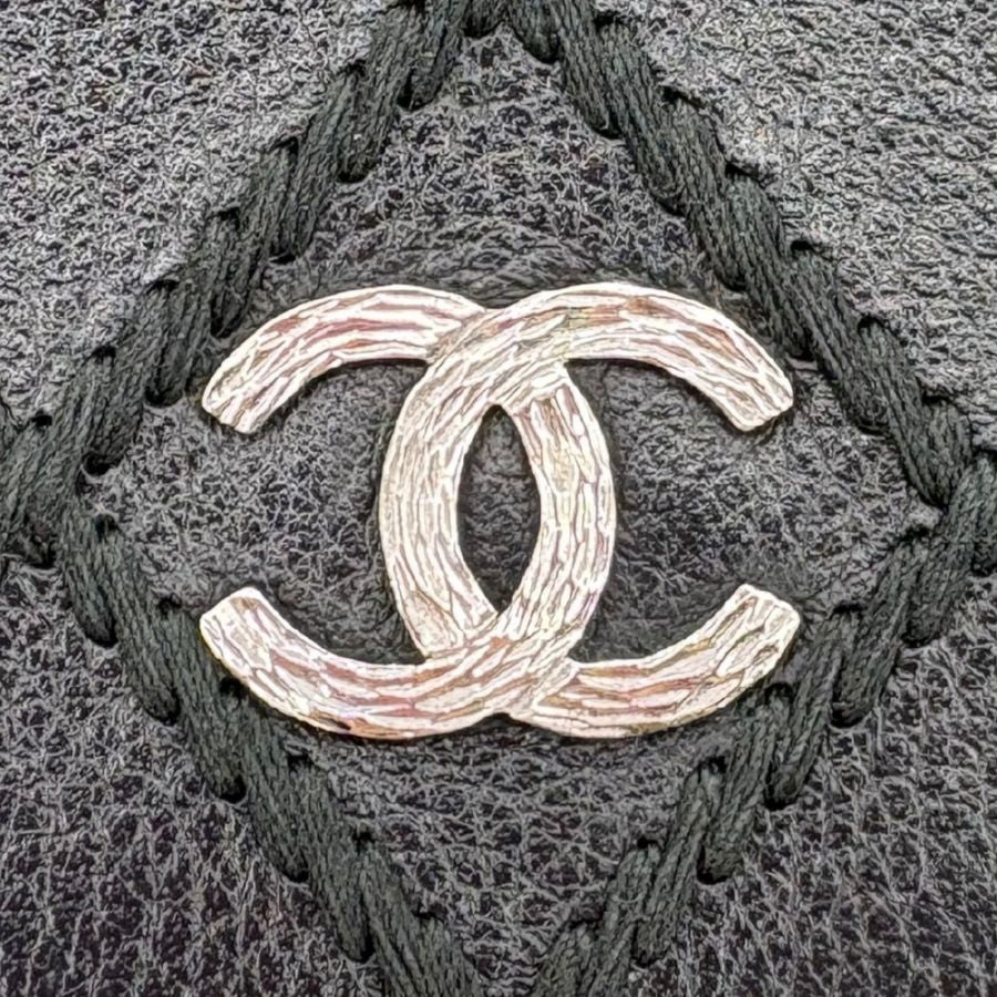 RG707 - CHANEL Black Lambskin Wild Stitch Wallet on Chain