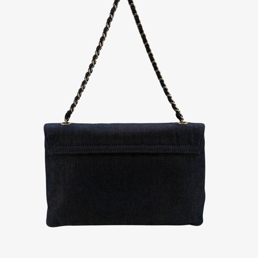 CS087 - CHANEL Vintage Dark Blue Denim Chocolate Bar Flap Bag