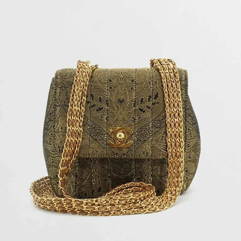 JR898 - CHANEL Vintage Gold Nishijin Woven Flap Bag
