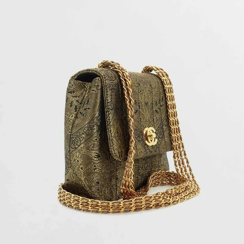 JR898 - CHANEL Vintage Gold Nishijin Woven Flap Bag