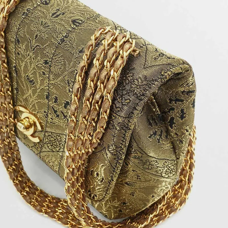 JR898 - CHANEL Vintage Gold Nishijin Woven Flap Bag