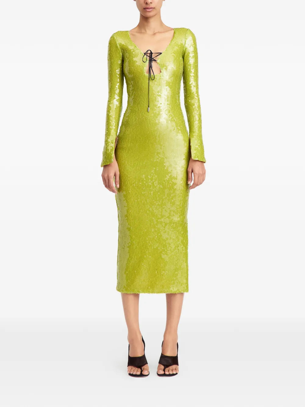 Solaria sequin lace-up midi dress