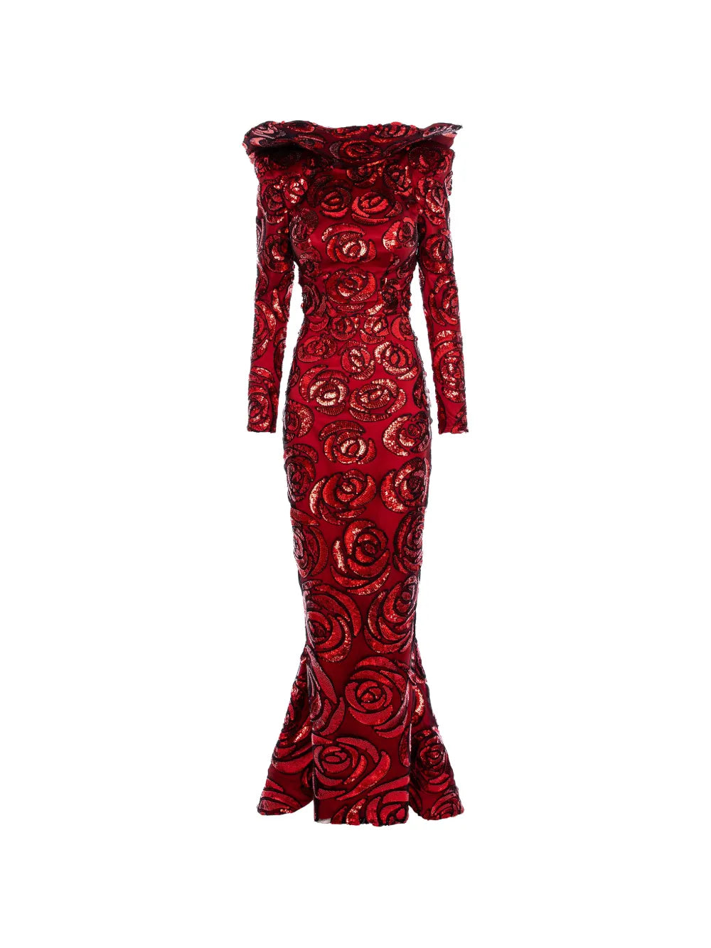 sequin-embroidered long dress