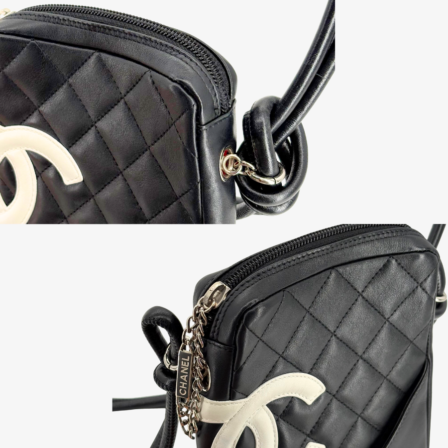 RG369 - CHANEL Vintage Black Lambskin Ball Charm Shoulder Bag