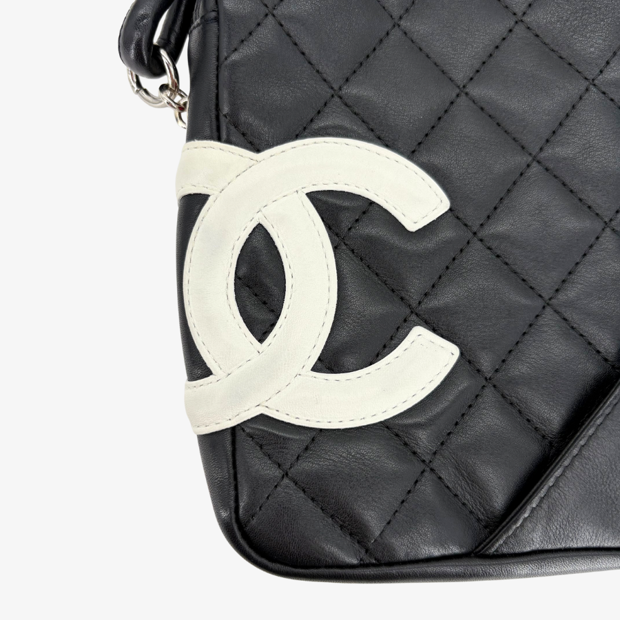 RG369 - CHANEL Vintage Black Lambskin Ball Charm Shoulder Bag