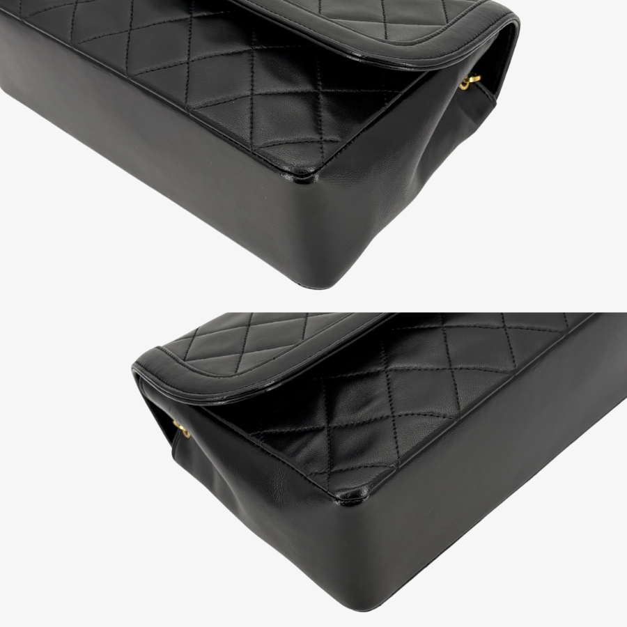 JZ772 - CHANEL Vintage Black Lambskin Quilted Flap Bag