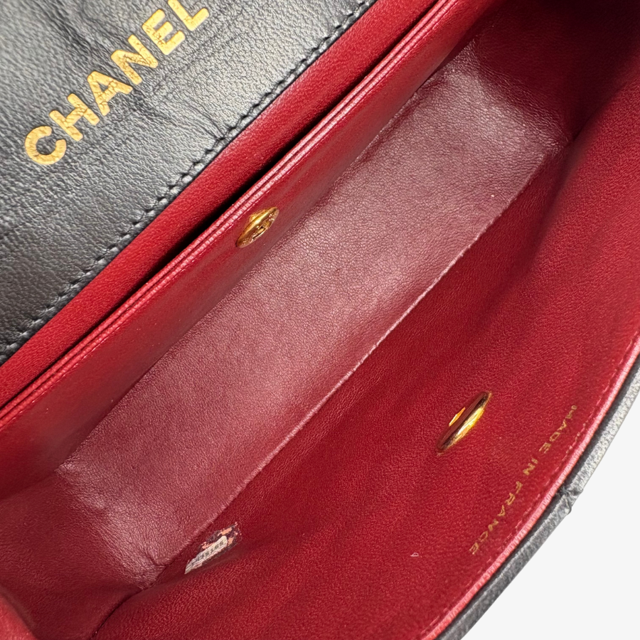 JZ772 - CHANEL Vintage Black Lambskin Quilted Flap Bag