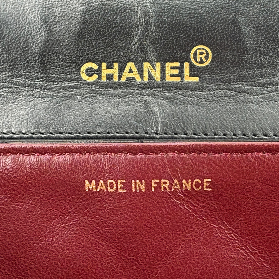 JZ772 - CHANEL Vintage Black Lambskin Quilted Flap Bag
