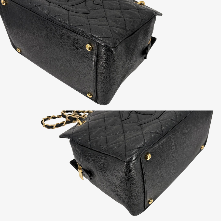 CS001 - CHANEL Vintage Black Caviar Leather PTT Tote Bag
