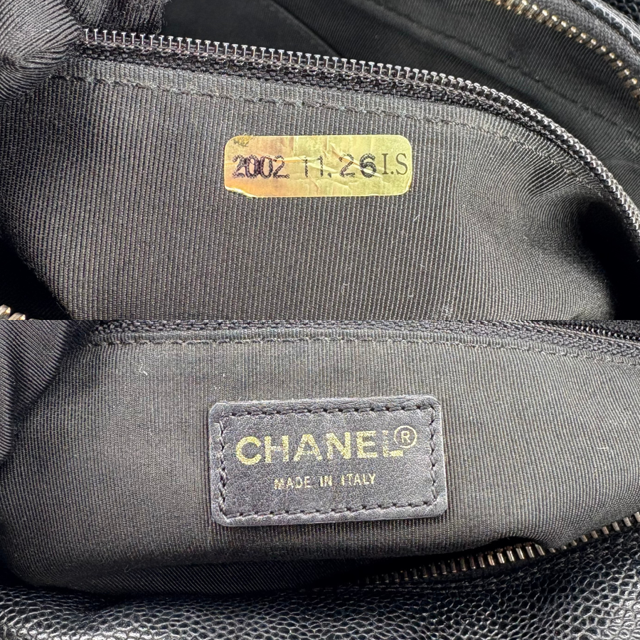 CS001 - CHANEL Vintage Black Caviar Leather PTT Tote Bag