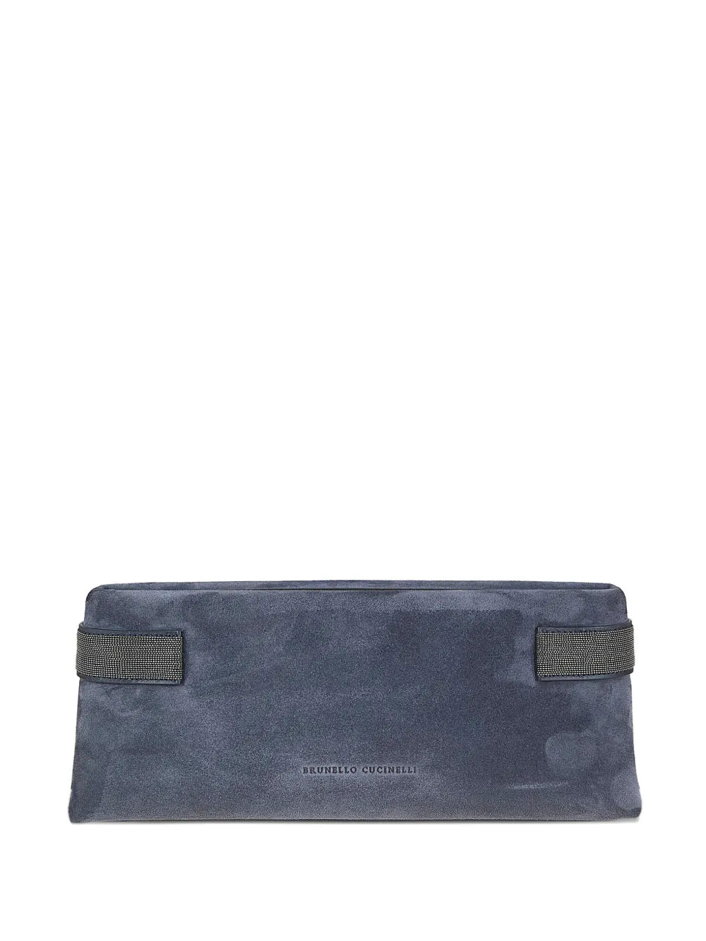 monili-detail suede clutch bag
