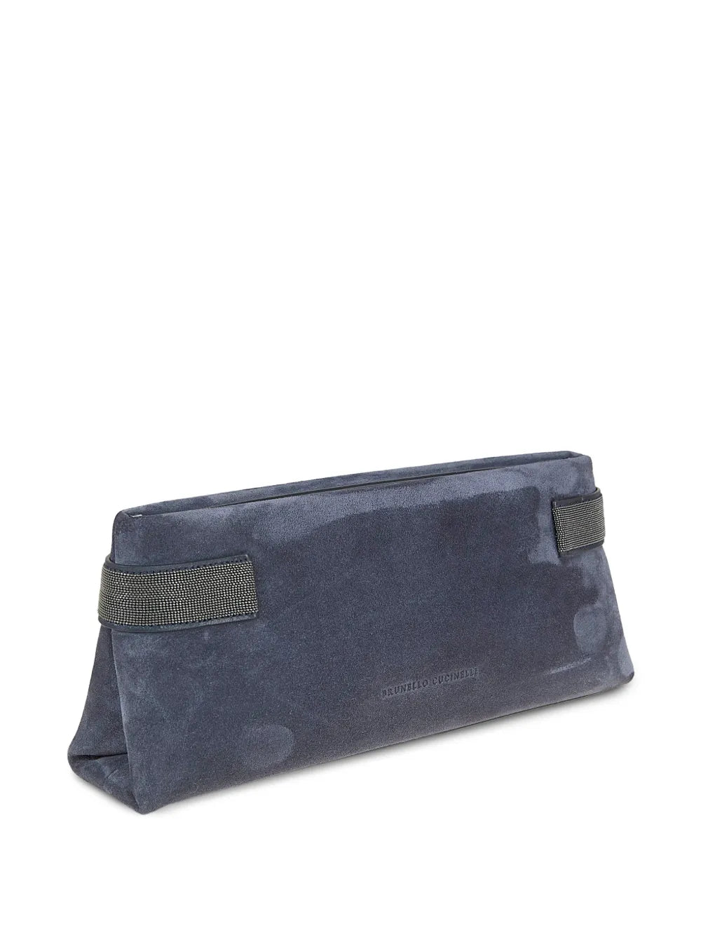 monili-detail suede clutch bag