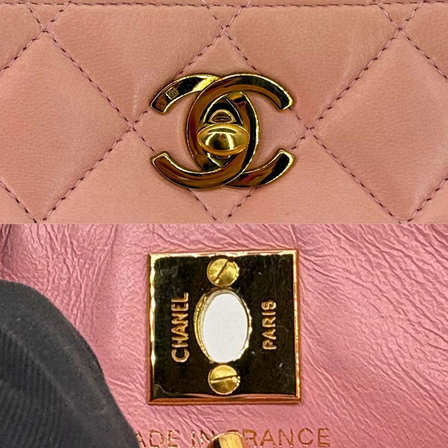 CS052 - CHANEL Vintage Red Lambskin 23cm Classic Flap Bag