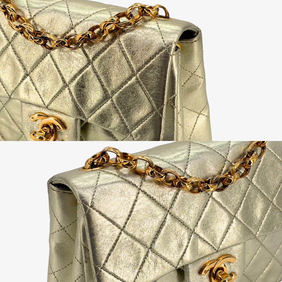 CS019 - CHANEL Vintage Light Gold Lambskin Timeless Square Flap Bag