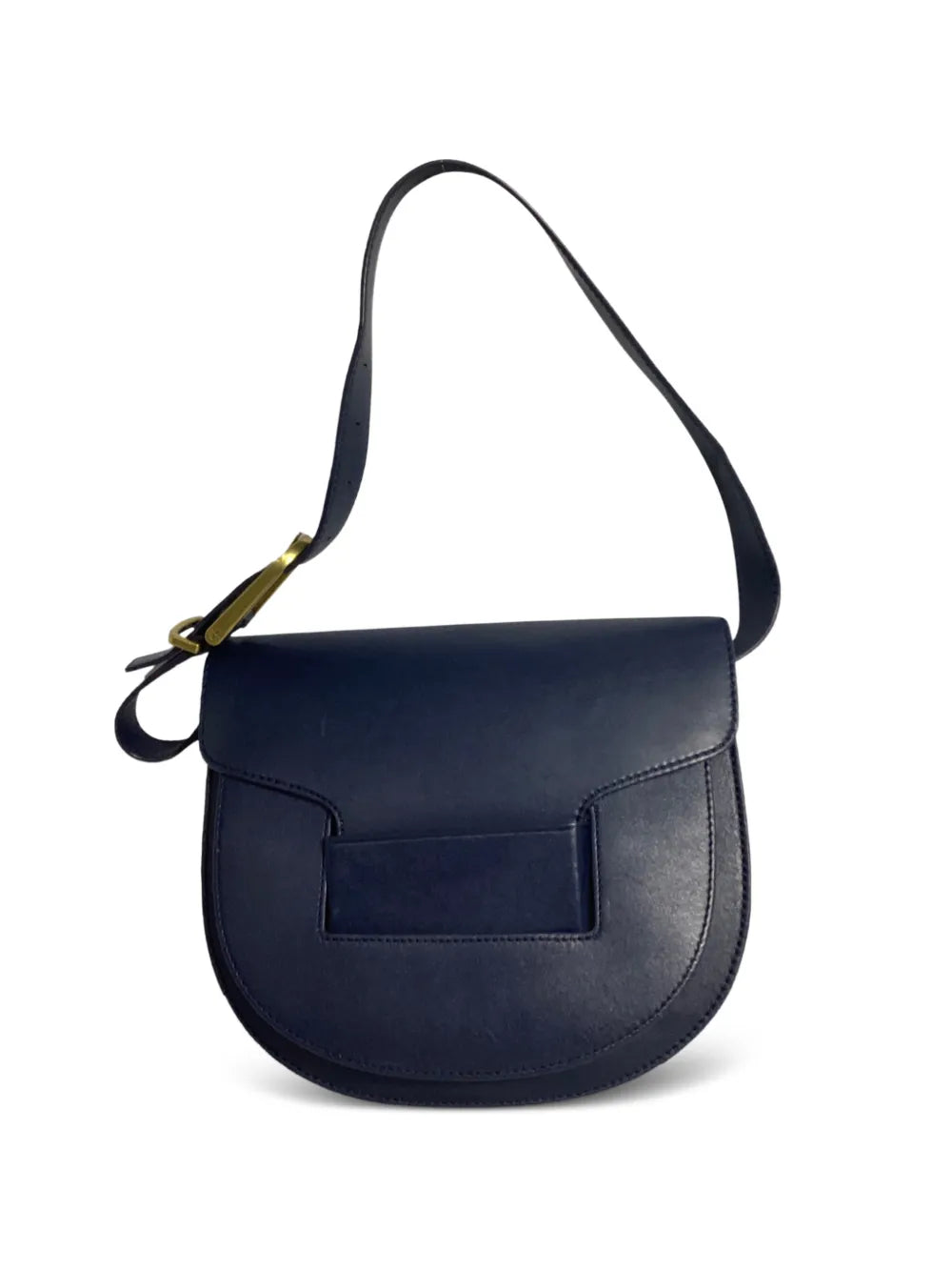 flap-top leather shoulder bag
