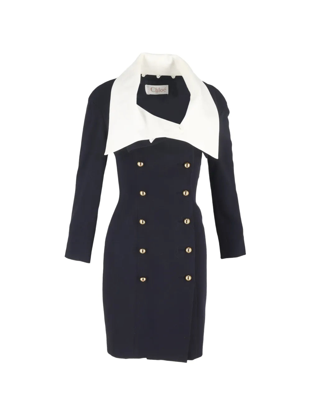 oversized-collar double-breasted dress