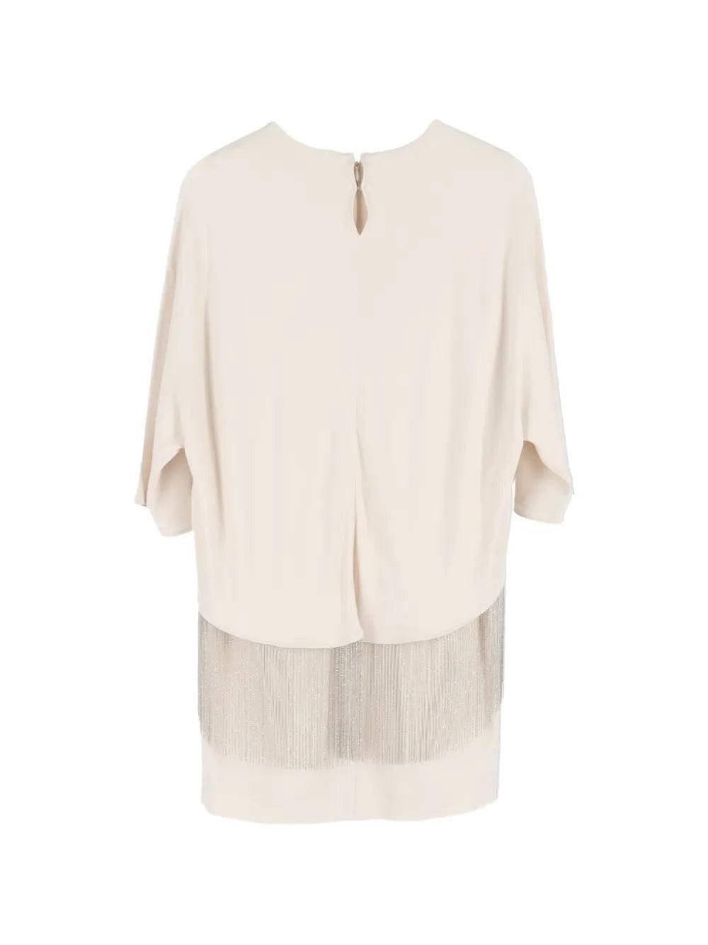 cape-effect fringed mini dress