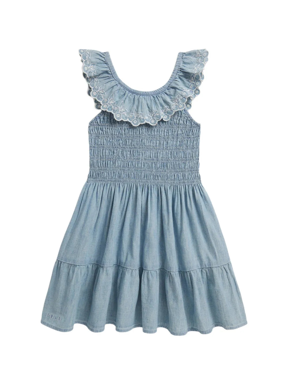 smocked blueberry-embroidered dress