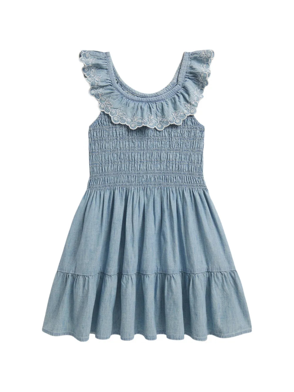 smocked blueberry-embroidered dress