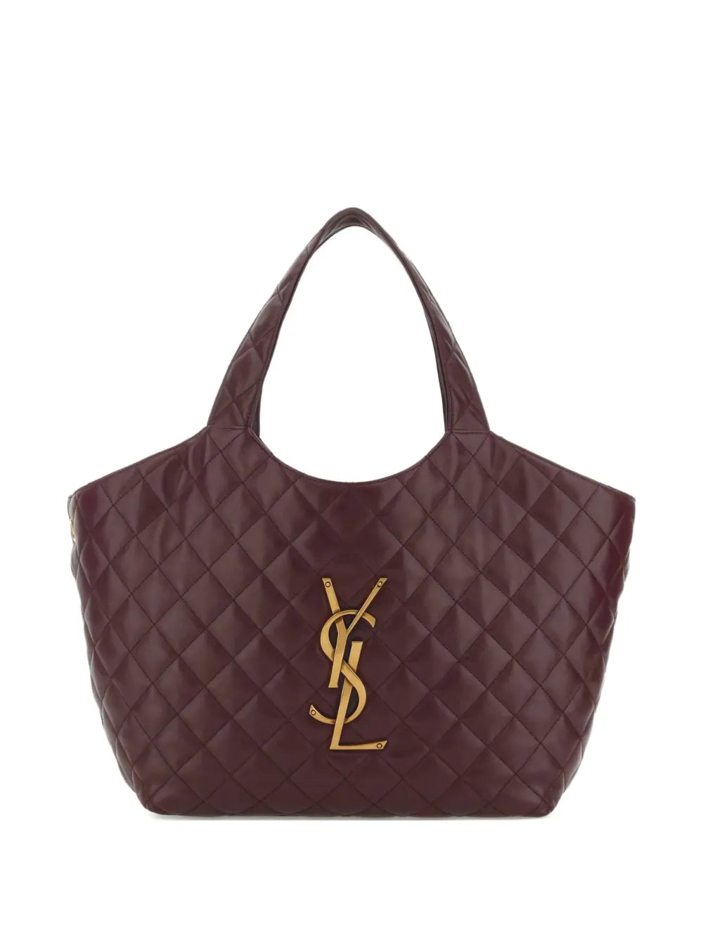 quilted logo leather shopping tote bag