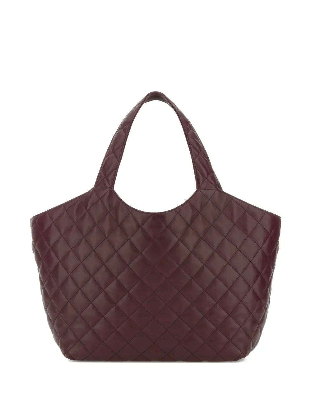 quilted logo leather shopping tote bag