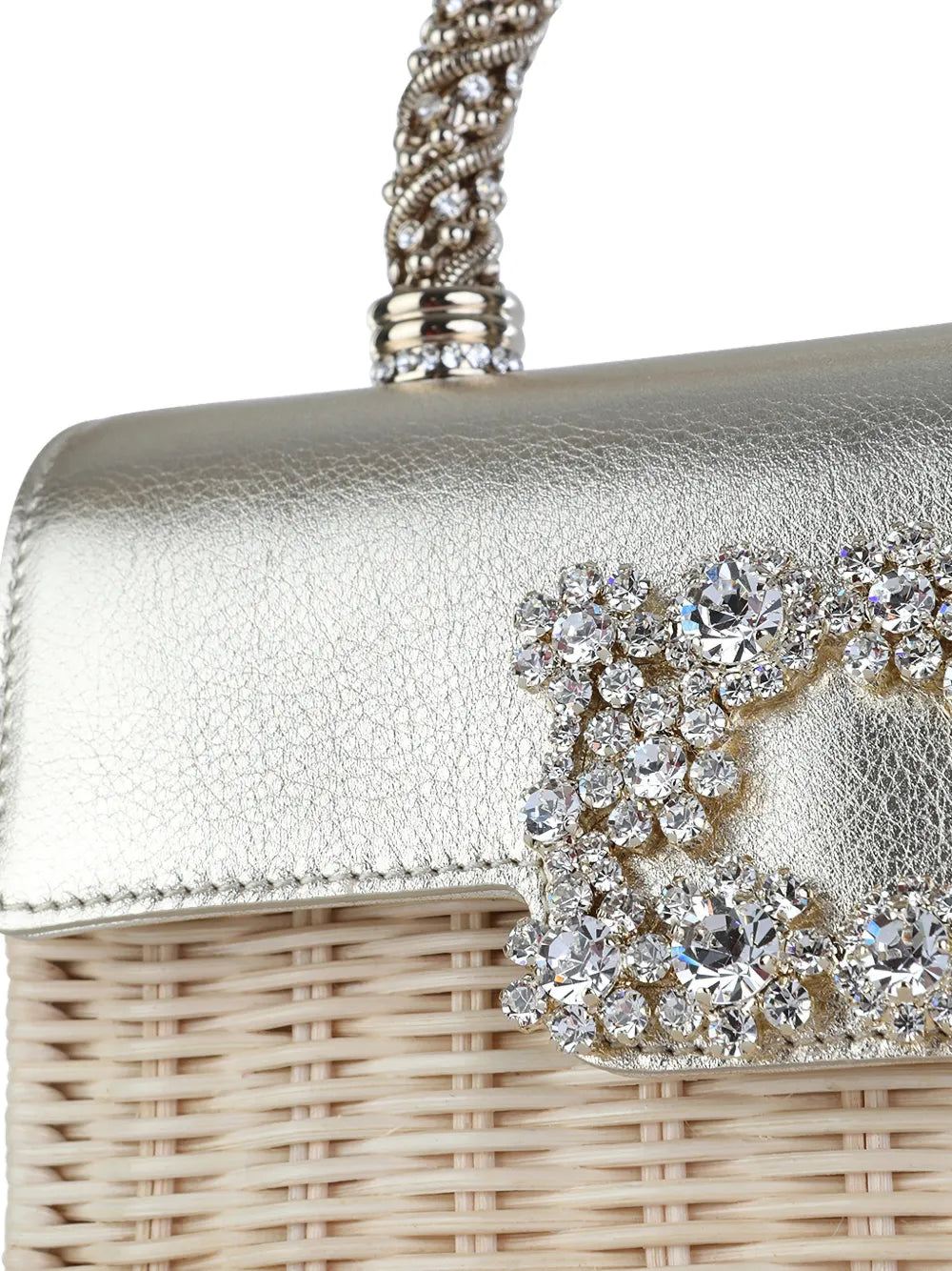 mini Jewel Efflorescence woven crystal-handle tote bag