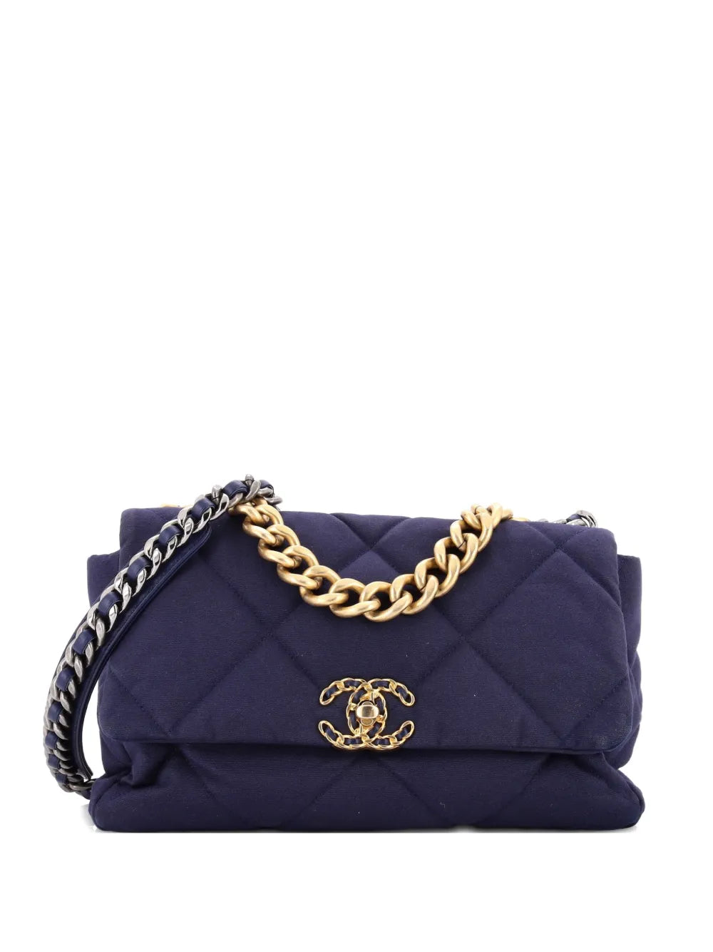 19 Flap Bag Quilted Canvas Large shoulder bag