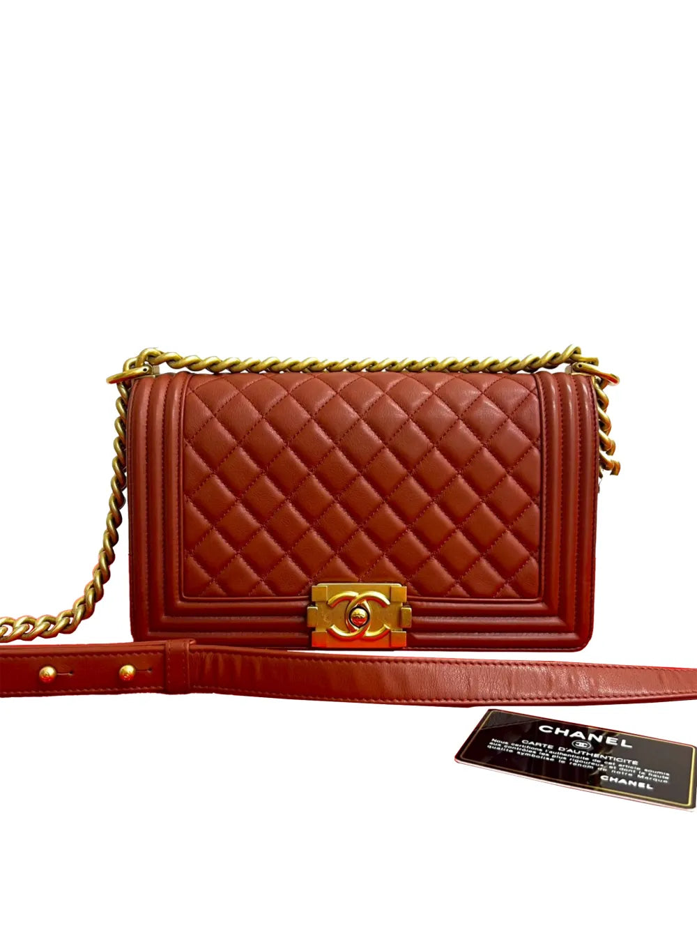 2018 Old Medium Quilted Lambskin Boy Flap crossbody bag