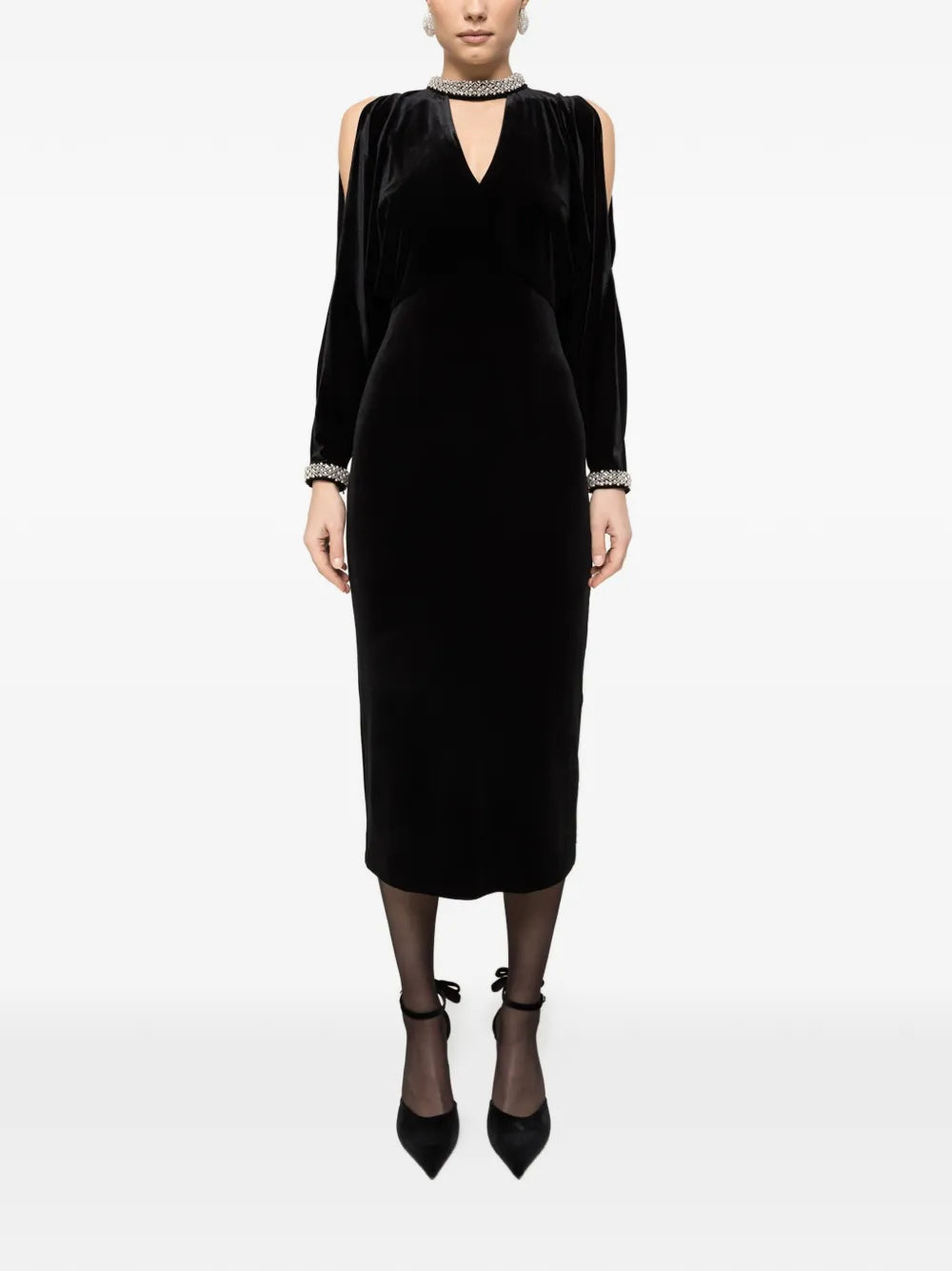 crystal velvet midi dress