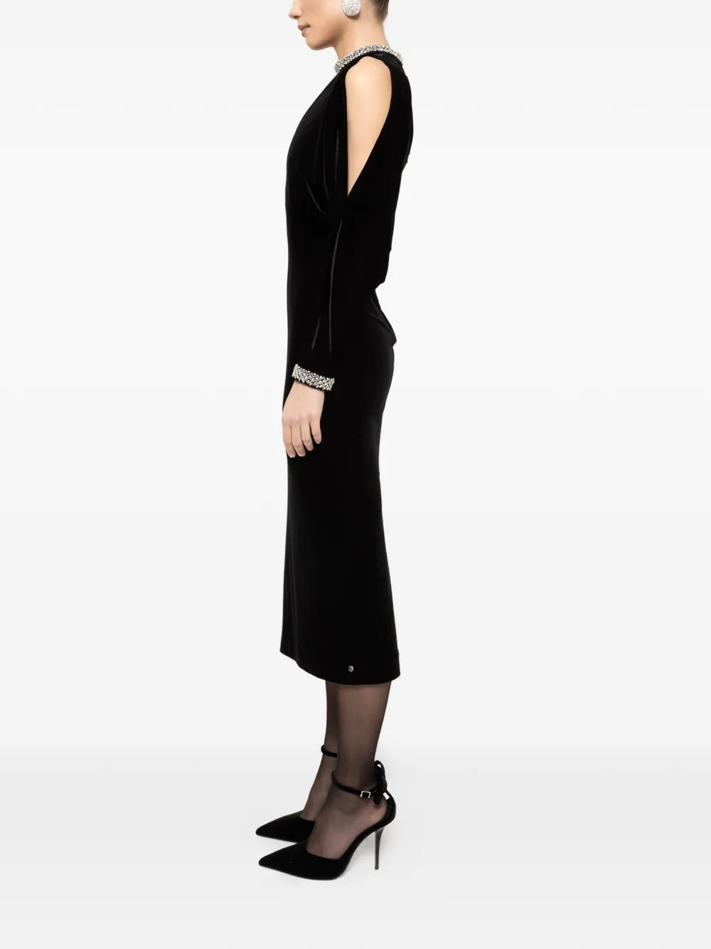crystal velvet midi dress