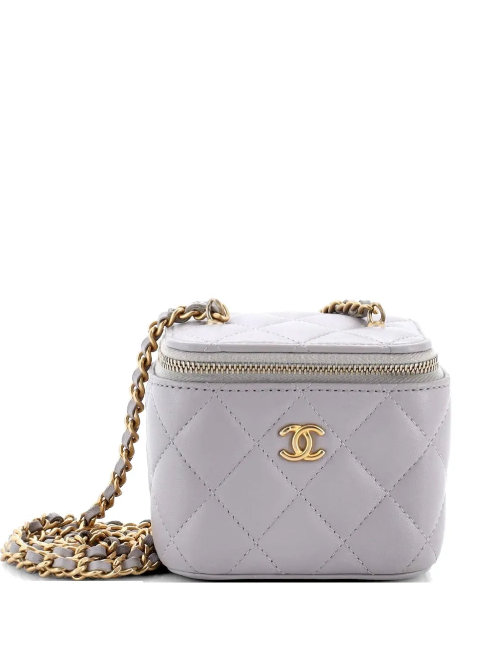 Pearl Crush Vanity Case with Chain Quilted Lambskin Mini clutch bag
