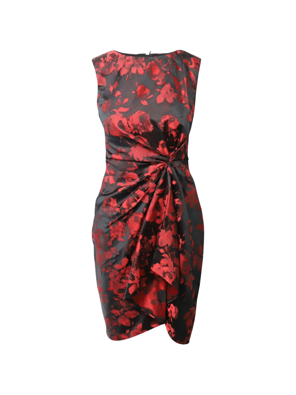 draped floral-print dress