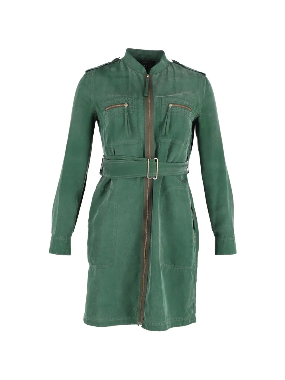 belted zip-up dress
