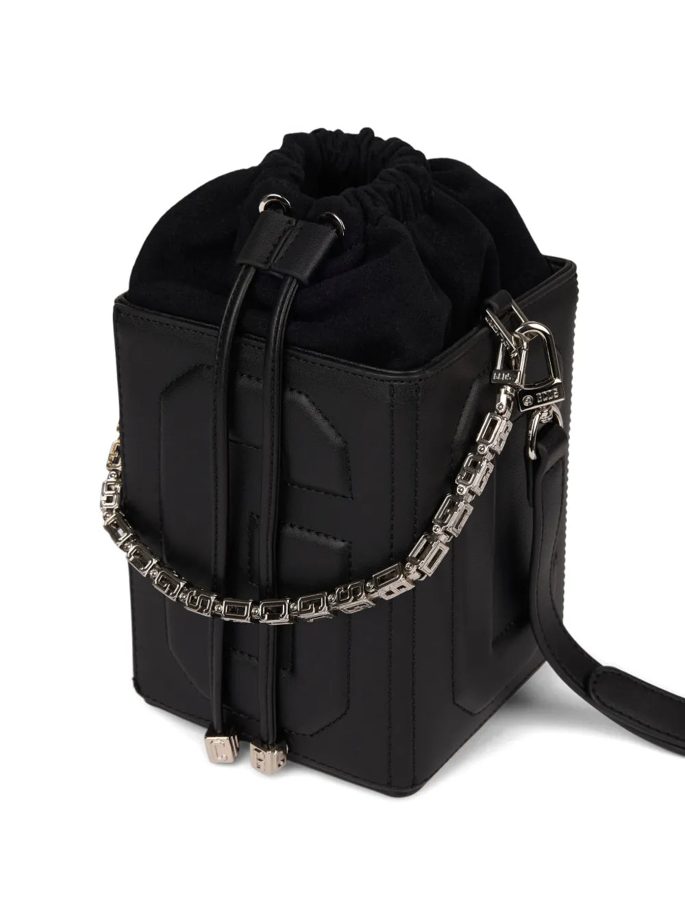 logo-embossed shoulder bag