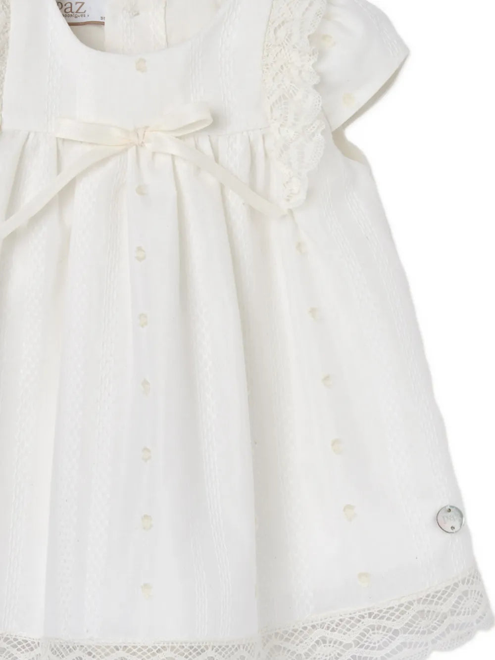 lace-trim bow-detail dress