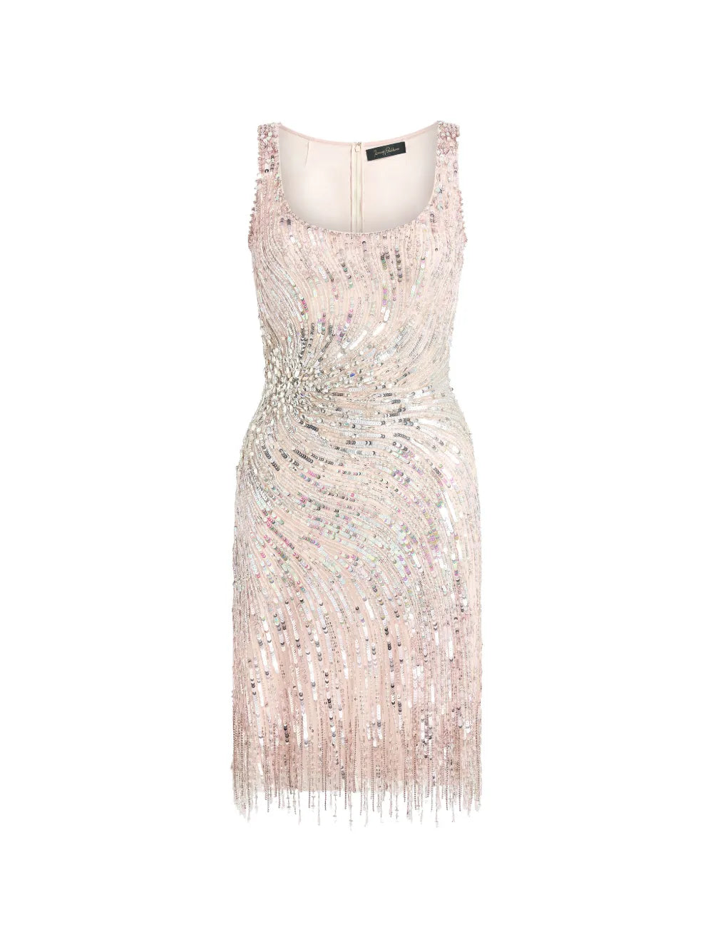 Swirly sequin-embellished mini dress
