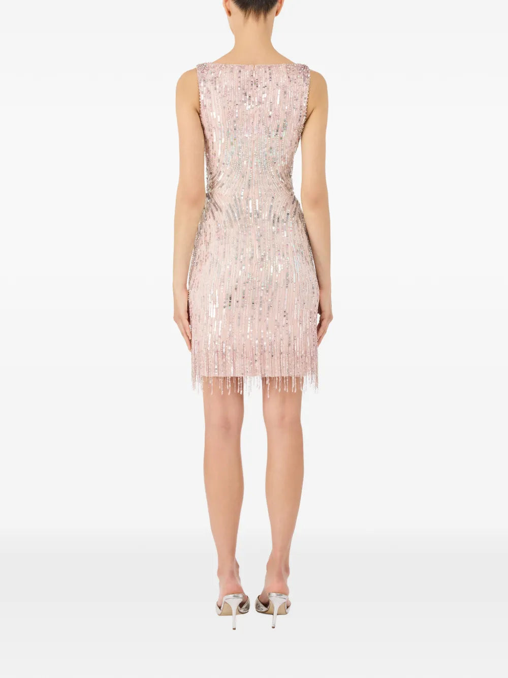 Swirly sequin-embellished mini dress
