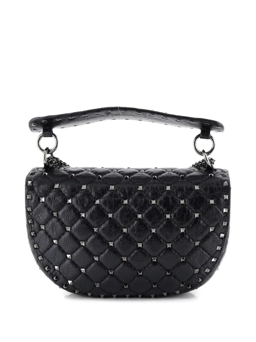 Rockstud Spike Saddle Chain Quilted Leather Medium crossbody bag