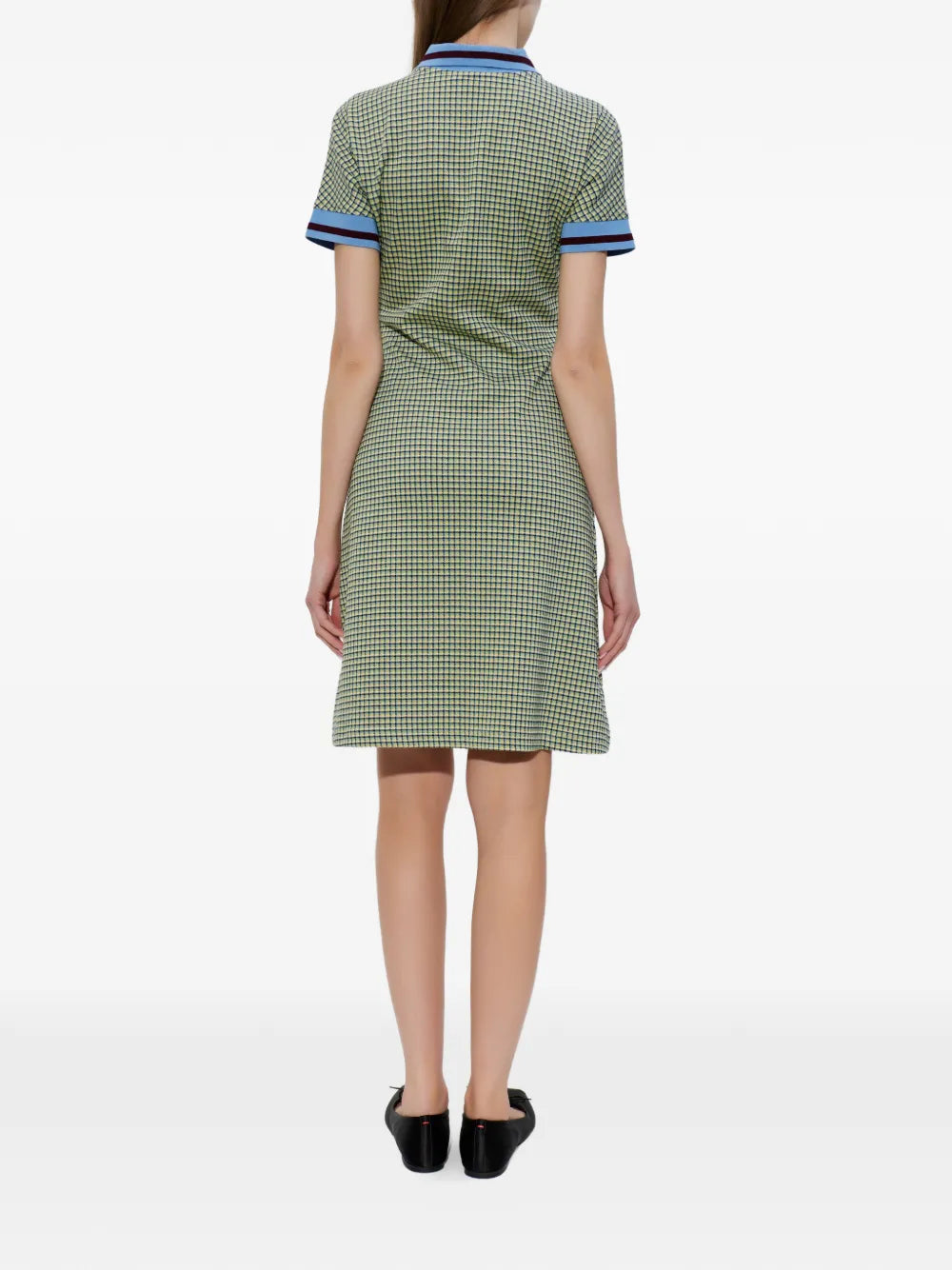 check polo-collar mini dress