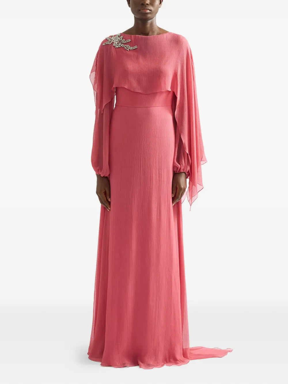 embellished long-sleeve maxi dress