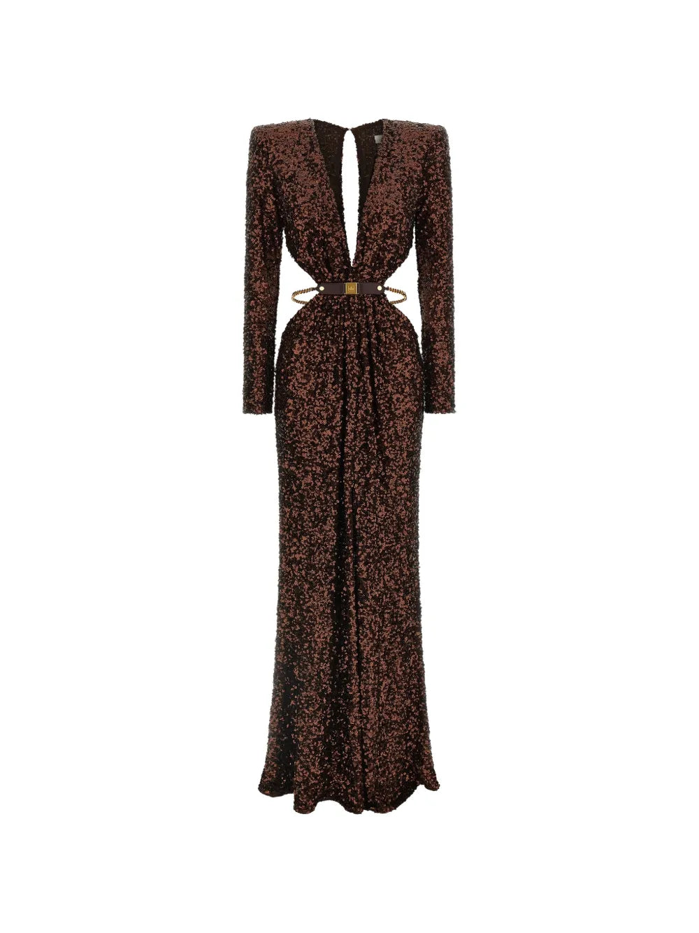 sequined V-neck evening dress