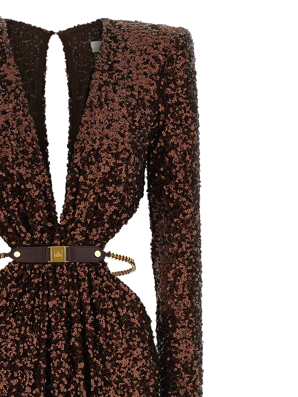 sequined V-neck evening dress