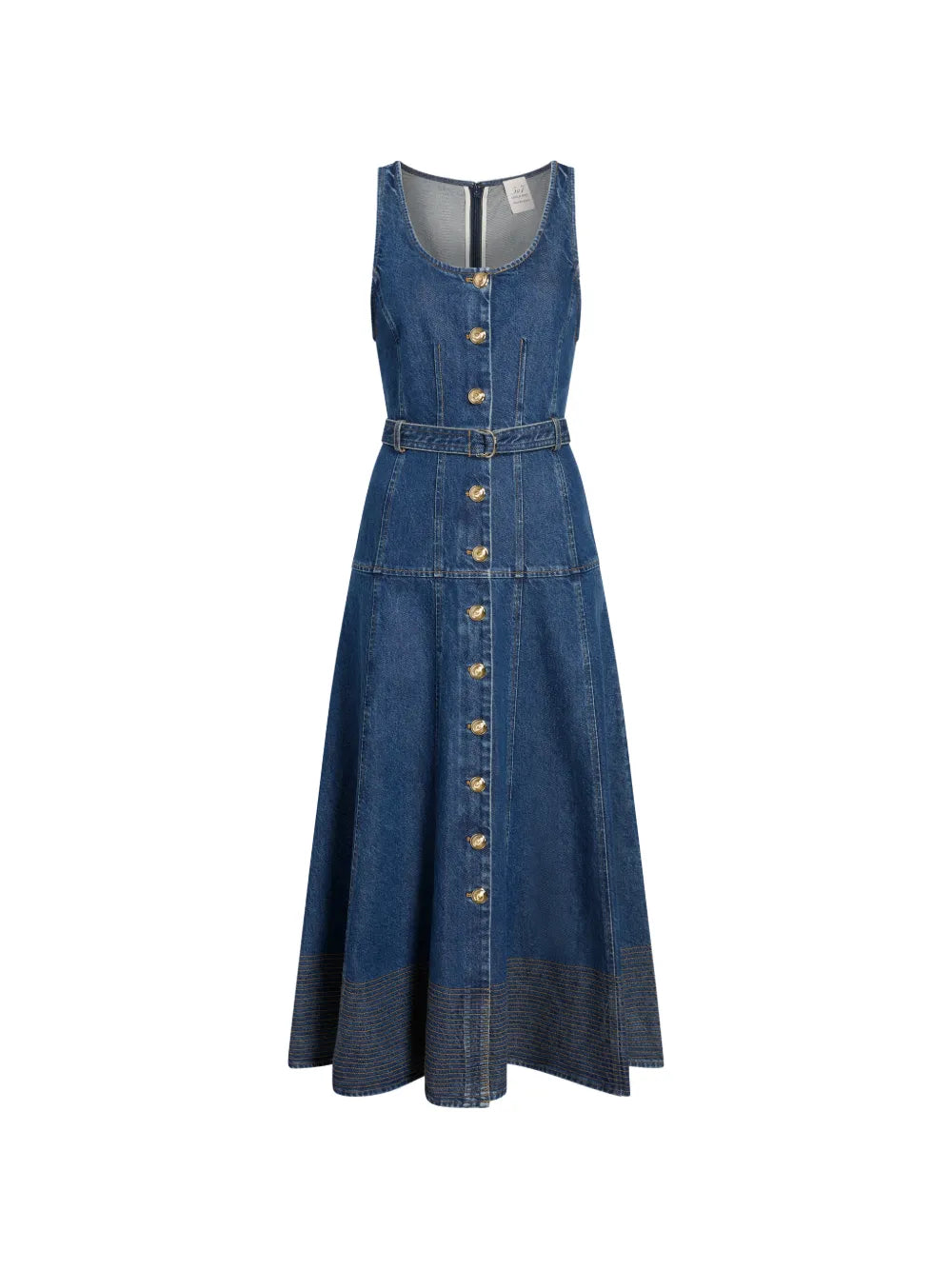 Kehlani button belted jean midi dress